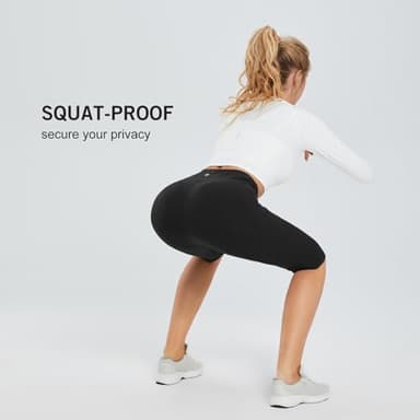 baleaf Capri Leggings for Women High Waisted Capri Pants with Pockets Knee Length Yoga Workout Casual Exercise Black L - Image 5