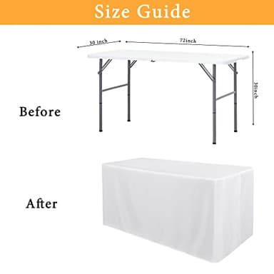 Obstal 4 Pack White Tablecloth Fitted Table Clothes for 6 Foot Rectangle Tables - Water Resistant Washable Fabric Polyester Rectangle Table Cover for Outdoor/Indoor Uses?72L x 30W x 30H Inches, White? - Image 3