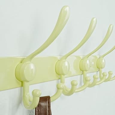 Dseap Coat Rack Wall Mounted - 5 Tri Hooks, Heavy Duty, Stainless Steel, Metal Coat Hook Rail for Coat Hat Towel Purse Robes Mudroom Bathroom Entryway, Yellow - Image 3