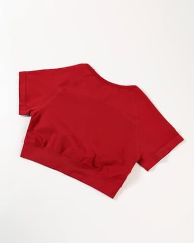 AUROLA Influence Crop Top Workout Shirts for Women, Ultra-Soft Seamless Gym T Shirts Short Sleeve Running Workout Tops,Chili Red,M - Image 3