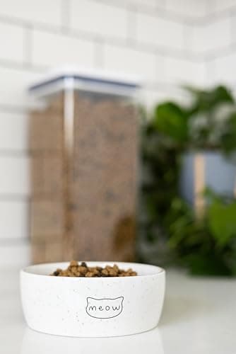 Pearhead Ceramic Meow Cat Bowl, Holds 1.3 Cups, Whisker-Friendly Pet Dish for Food and Water, Microwave and Dishwasher Safe, Small - Image 9