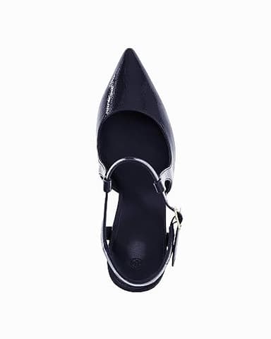 Coutgo Womens High Heels Pointed Toe Ankle Strap Pumps Patent Leather Sexy Stiletto Office Wedding Dress Shoes, Navy, Size 8 - Image 5