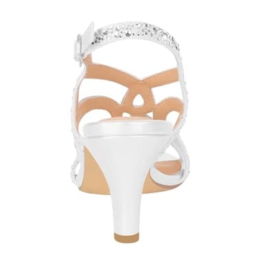 PIZZ ANNU Women's Amelia Heels Sandals Sparkle Crystal Open Toe Slingback High Heel Sandals Dress Pumps Shoes for Party Wedding, White 11 - Image 7