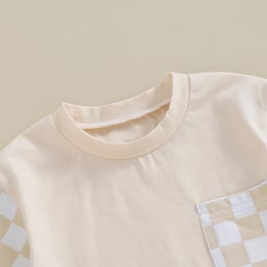 Karwuiio Toddler Baby Boy Summer Outfit Short Sleeve T-Shirt Tops Elastic Waist Shorts Set Baby Boys Clothes(Khaki,2-3 Years) - Image 5