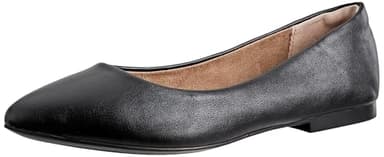 Amazon Essentials Women's Pointed-Toe Ballet Flat, Black Faux Leather, 8 - Image 1