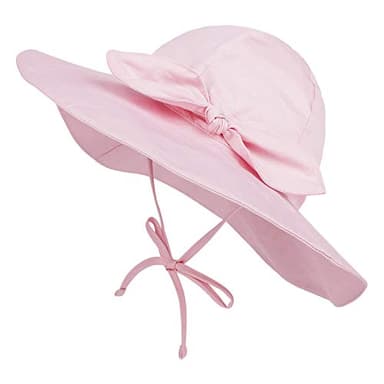 Urban Virgin Baby Girl Sun Hats Summer Baby Hats UPF 50+Toddler Sun Hat Infant with Wide Brim Bucket Hat Light Pink 2-4 T - Image 2
