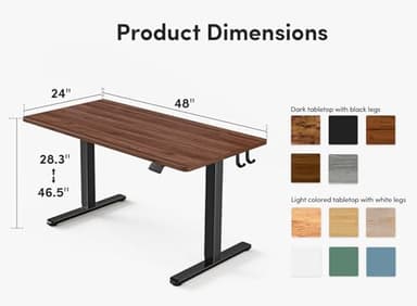 FEZIBO Electric Standing Desk, Height Adjustable Stand up, 48 x 24 Inches Sit Stand Home Office, Computer Desk, Black Walnut - Image 2
