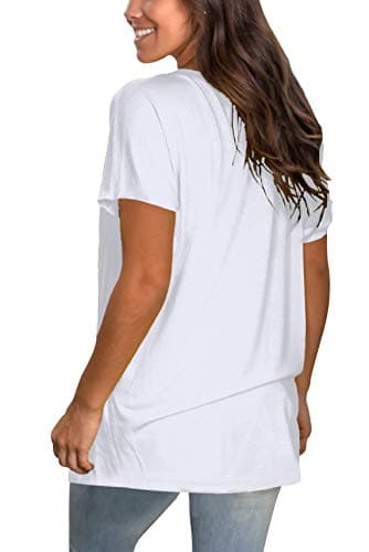 Sipaya T Shirts for Women Summer Casual Plain Tees Vneck Short Sleeve Tunic Tops for Leggings Luxury Women Fashion White L - Image 4