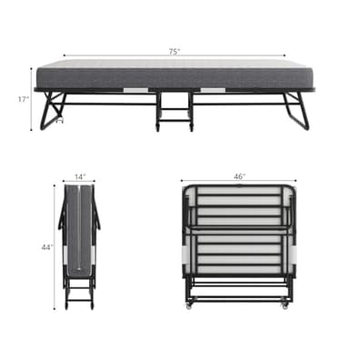 Espsilto 75''x46'' Folding Bed with Mattress for Adults, Large Size Roll Away Bed for Guest, Portable Folded Mattress - Image 6