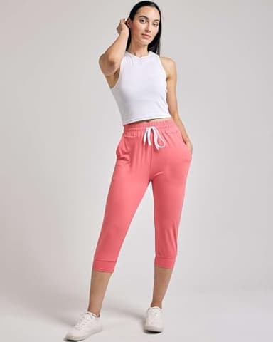 Real Essentials 3-Pack: Women's Ultra Soft Lounge Capri Joggers Sweatpants Athletic Yoga with Pockets(Available in Plus Size) - Set 5, S - Image 6