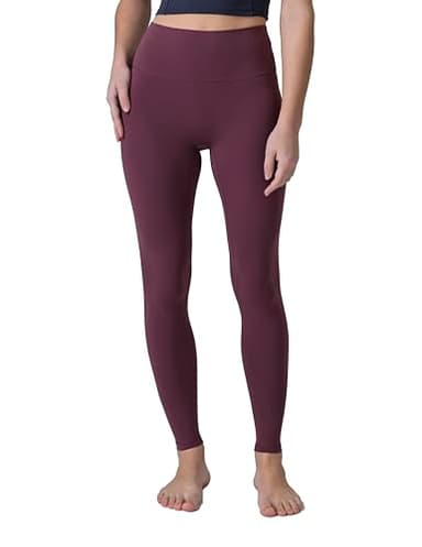 Colorfulkoala Dreamlux No Front Seam Leggings for Women 28" Inseam, High Waisted Buttery Soft Full Length Yoga Pants (L, Plum Red) - Image 1