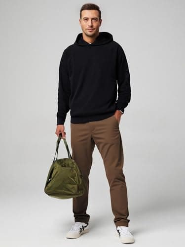 JMIERR Men's Stretch Chino Pants Business Casual Elastic Waist Travel Essentials Pant Slim Fit Tapered Cotton Twill Work Athletic Golf Dress Chocolate Brown Trousers, XL, Coffee - Image 4