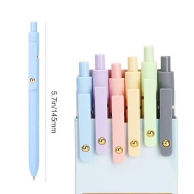 FIOVER Colorful Gel Pens - 6Pcs 0.7mm Multi-Colored Pens, Smooth Writing Coloring Journaling Supplies for Note Taking, Cute Aesthetic Office School Supplies(6Pcs-Morandi Colorful) - Image 6