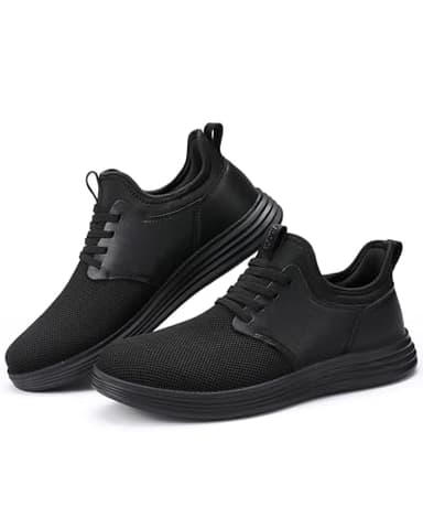 VILOCY Mens Slip On Casual Dress Shoes Hands Free Fashion Sneakers Mesh Tennis Walking Shoes Comfortable Work Shoes Breathable Lightweight Non Slip All Black,EU44 - Image 6
