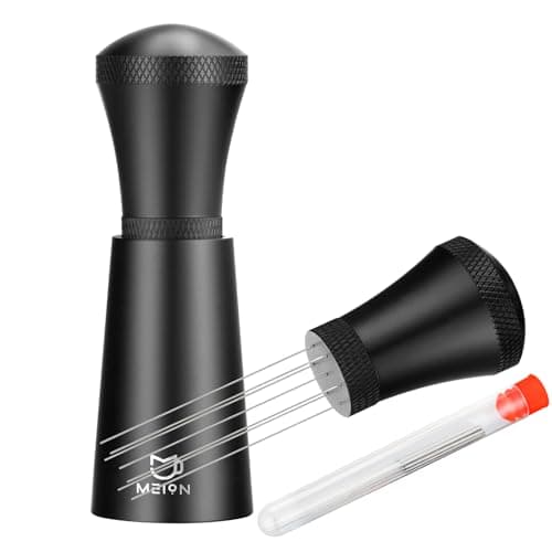 WDT Espresso Distribution Tool Espresso Stirrer Tools for Barista, 0.35mm 7 Needles Espresso Coffee Stirrer with Extra 7 Replaceable Needles, Aluminum Alloy Handle with Stand (Black) - Image 1