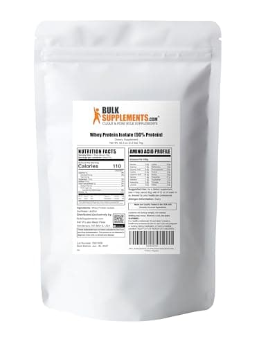 BulkSupplements.com Whey Protein Isolate Powder - Whey Protein Powder, Unsweeteneed, Unflavored & Gluten Free - 30g per Serving, 1kg (2.2 lbs) (Pack of 1) - Image 7