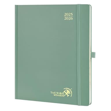 POPRUN Planner 2025-2026, (Large 8.5'' x 10.5'' Hard Cover) Academic Calendar (July 25-June 26) Daily Weekly and Monthly Appointment Book with Hourly Time Slots, Monthly Tabs, 100 GSM - Midnight Green - Image 1