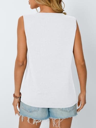 AUTOMET Womens Loose Fit Casual Flowy Tank Tops Trendy Sleeveless Summer Tops Clothing Outfits 2025 White M - Image 4