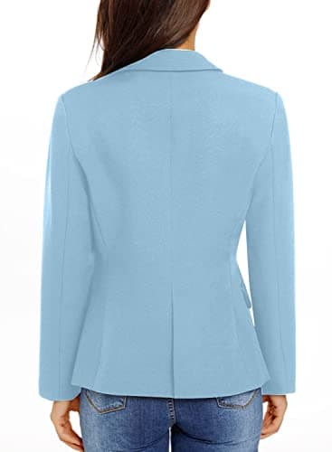 LookbookStore Women Work Blazer Jacket Casual Notched Lapel Plus Size Blazer Jacket Suit Womens Blazers for Work Professional Suit Jackets for Women XXL Airy Blue Size 20 22 - Image 4