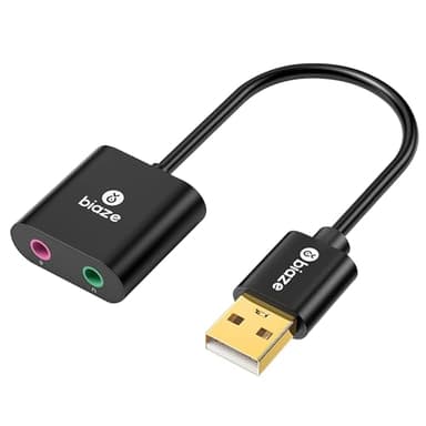 USB to 3.5mm Jack Audio Adapter External Sound Card with 3.5mm Headphone and Microphone TRS Jack to USB Compatible with Windows, Laptops, Desktops Windows, MAC, Linux, PC, PS5, PS4 - Image 1