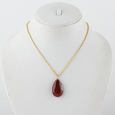 TGH Handmade Red Jasper Pear Cabochon Necklace – Genuine Red Jasper – Grounding & Strength – Gold Plated – Boho Elegant – 18 Inch Adjustable Chain – Perfect Valentine’s Day Gift - Image 4