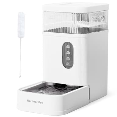 Gardner Pet Automatic Dog Water Dispenser Gravity Waterer with Stainless Steel Bowl Water Dispenser 8.5L Large Capacity Water Feeder with Filters for Dogs Cats Pets, BPA-Free Noise-Free (White, 8.5L) - Image 1