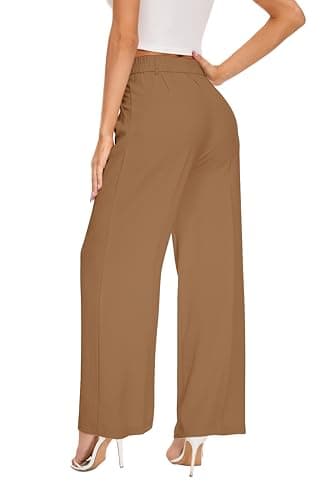 FUNYYZO Women's Wide Leg Pants High Elastic Waisted in The Back Business Work Trousers Long Straight Suit Pants - Image 6