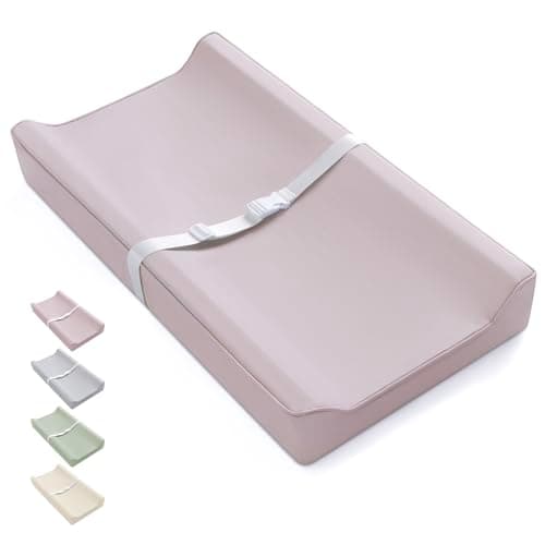 Blissful Diary Vegan Leather Baby Changing Pad with Waterproof & Wipe-Clean PU Cover, Standard Size Cozy Diaper Changing Pad for Dresser and Table, Taupe - Image 1