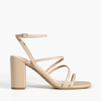DREAM PAIRS Women's Heels Chunky Block Strappy Square Open Toe Ankle Buckle Heeled Sandals Wedding Party Dress Shoes Indie,Size 9.5,Nude,SDHS2428W - Image 2