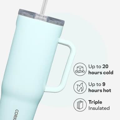 Corkcicle Cruiser Insulated Tumbler - Keeps Drinks Cold 20 Hours - Triple-Insulated Stainless Steel - Spill-Proof Lid - Summer Drinkware Gift - Keeps Drinks Ice Cold - 40 oz - Gloss Powder Blue - Image 3