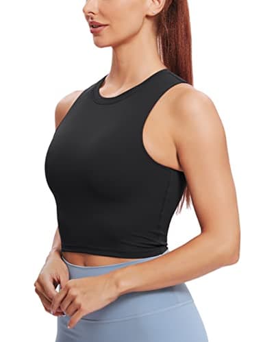 Natural Feelings Nudi Sports Bras for Women Removable Padded Yoga Tank Tops Sleeveless Fitness Workout Crop Tops Black - Image 4