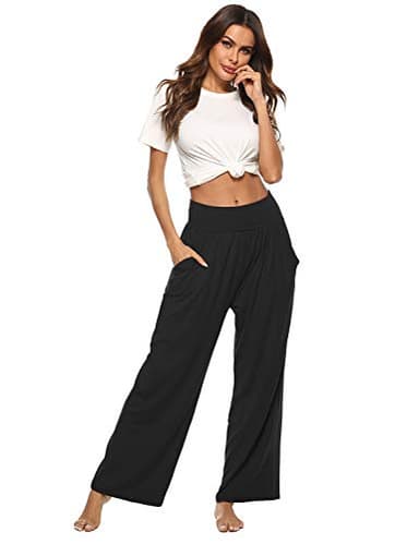 ZJCT Womens Yoga Sweatpants Comfy Loose Wide Leg Lounge Workout Running Joggers Pants with Pockets Black M - Image 4