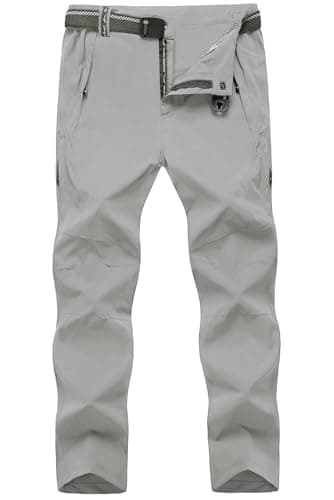 TBMPOY Men's Lightweight Hiking Pants Quick Dry Mountain Fishing Camping Travel Outdoor Pants Thin Light Gray L - Image 1