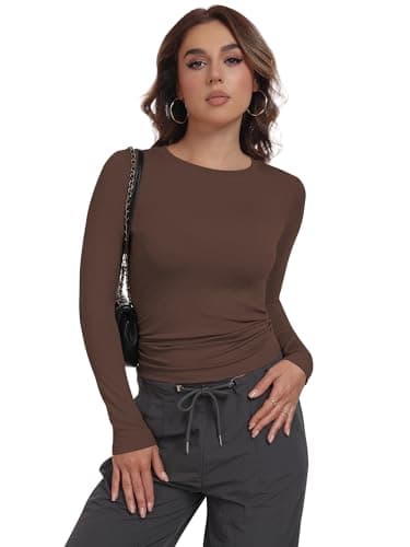 MLYENX 3 Pack Womens Long Sleeve Shirts Crew Neck Basic Stretchy Fitted Y2K Tops Going Out Fashion Clothes - Image 2