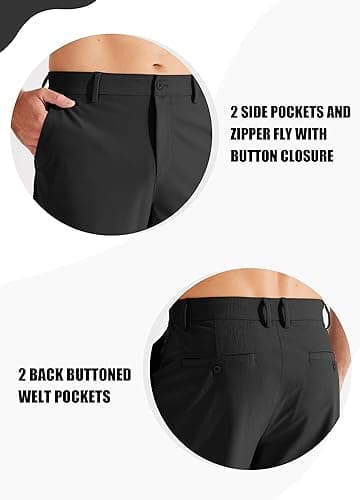 Libin Mens Golf Dress Pants Stretch Work Slacks 29" Lightweight Business Casual Pants for Men Classic Fit Lounge Trousers Comfy with Pockets, Black, 36W x 29L - Image 3