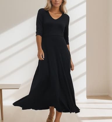 LUXVEER Maxi Dress for Women Casual Loose Beach Dresses with Pockets for 2024 Black - Image 4