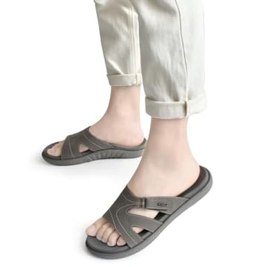 KuaiLu Womens Fashion Orthotic Slides Ladies Lightweight Athletic Yoga Mat Walking Sandals Slip On Thick Cushion Recovery Slippers Sandles Comfortable Plantar Fasciitis Arch Support Grey Size 8 - Image 6