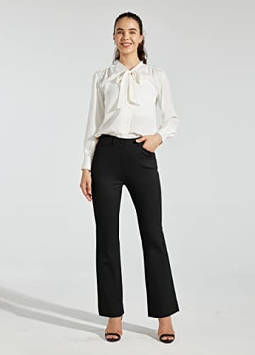 Willit 28" Women's Yoga Dress Pants Bootcut Stretch Work Slacks Office Business Casual Pants Belt Loops 4 Pockets Petite Black M - Image 5