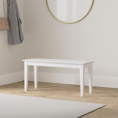 Shaker Style Solid Parawood Kitchen/Dining Bench, 39"W x 14"D x 18"H, Sturdy Seating for Entryway, Living Room, Family Room, or Breakfast Nook, Easy Assembly, Unfinished, Ready to Stain or Paint - Image 2