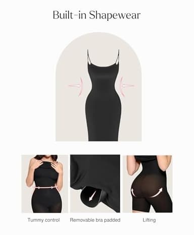 Bodycon Dresses for Women Black Maxi Dress Summer Ribbed Cocktail Spaghetti Strap Shapewear Dresses Party Long Going Out - Image 3