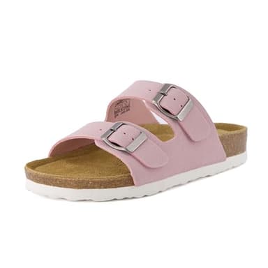 CUSHIONAIRE Lane Cork Footbed Sandals for Women – Comfortable Double Buckle Slip-On with Genuine Suede Footbed & Arch Support Slides for Women Footwear, PINK 7W - Image 6