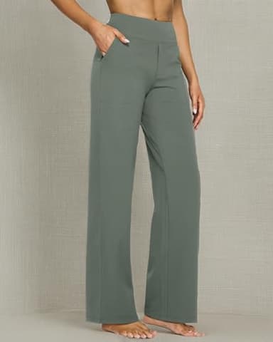 G4Free Lounge Pants for Women Wide Leg Trouser Pants High Waist Casual Work Pants Loose Yoga Dress Pants Petite Women(Grey Sage,M,29") - Image 5