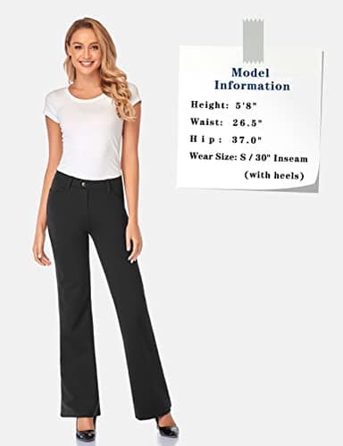 Tapata Women's 28''/30''/32''/34'' Stretchy Bootcut Dress Pants with Pockets Tall, Petite, Regular for Office Work Business 30", Black, L - Image 5