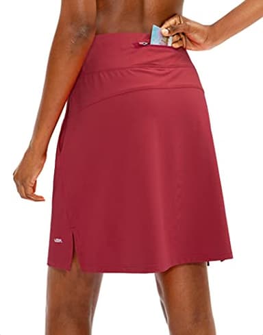 Viodia Women's 20" Knee Length Skorts Skirts Athletic Tennis Golf Skirt for Women Modest Sports Casual Summer Skirt with 5 Pockets Red - Image 2