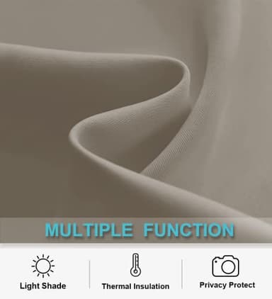 RYB HOME Room Darkening Curtains for Bedroom, Thermal Insulated Noise Reducing Window Drapes Farmhouse Decor for Living Room Kitchen, W42 x L84 inch, 2 Panels, Sand - Image 6