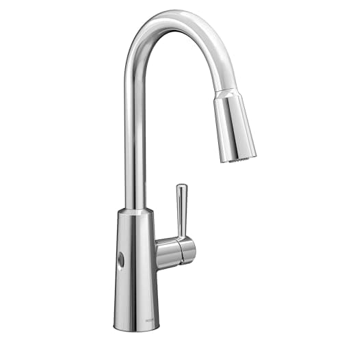 Moen Riley Chrome Motionsense Wave Sensor Touchless One Handle Pulldown Kitchen Faucet Featuring Power Clean, 7402EW - Image 1