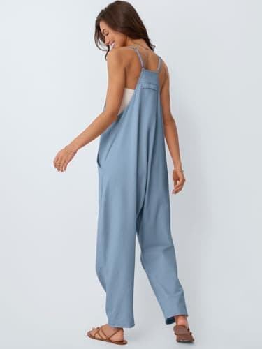 AUTOMET Jumpsuits for Women Casual Summer Outfits Rompers Comfy Beach Vacation Trendy Overalls Jumpers Fashion Clothes 2025 LightBlue L - Image 4