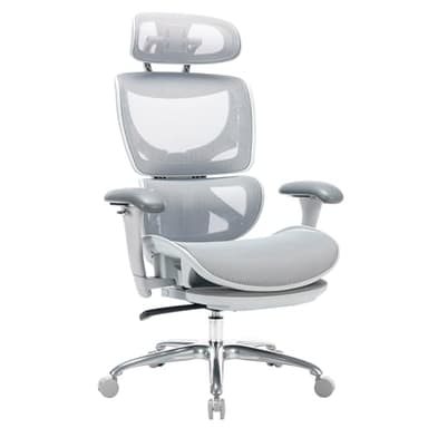 COLAMY Ergonomic Mesh Office Chair with Footrest, Executive High Back Computer Desk Chair with Wide Headrest and Adjustable 3D Arms, Backrest Height, Tilt Lock and Lumbar Support, Grey - Image 5