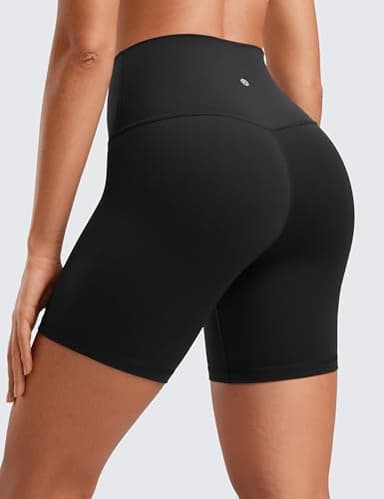 CRZ YOGA Womens ButterLuxe Biker Shorts 6 Inches - High Waisted Workout Running Volleyball Spandex Yoga Black Large - Image 2