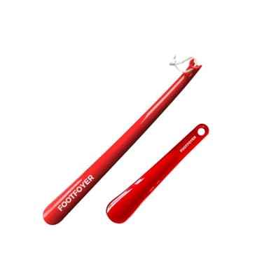 Footfoyer Long shoehorn that is comfortable to wear and has a handle is ideal for both men and women (Red(SNL)) - Image 1